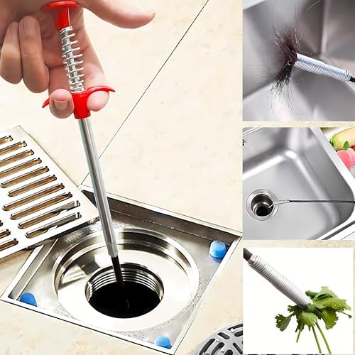 Flexible Drain Clog Remover Tool, Extra Long Plumbing Snake Hair Catcher with 4-Prong Grabber Claw, Heavy-Duty Spring Reacher for Kitchen Sink, Bathroom Tub, Sewer & Dropped Items (24 inch) - Image 3