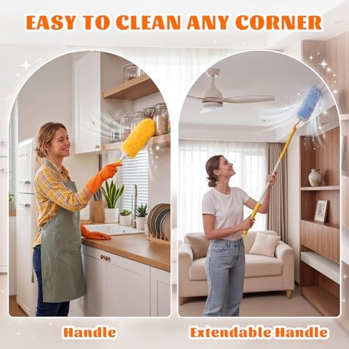 200 Pcs Disposable Dusters Refills with 2 Handle, Orange,Blue - Image 4