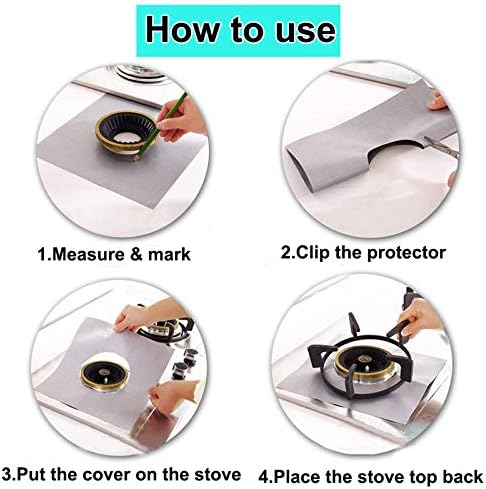 MSDADA Gas Stove Covers,8+2 Pcs 0.2mm 10.6" x 10.6" Gas Range Protectors - Image 6