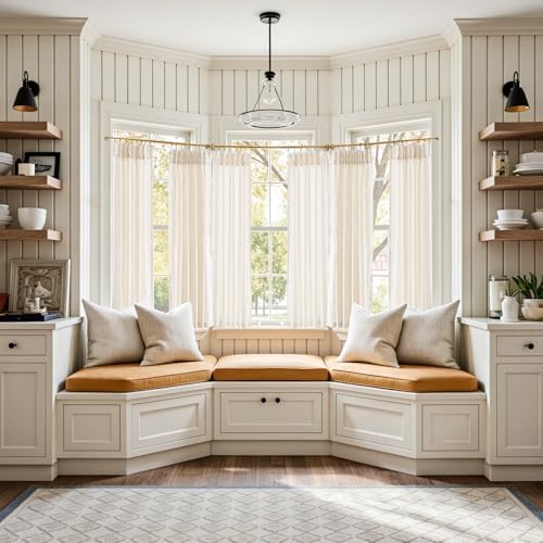 jinchan Linen Pinch Pleated Back Tab Tier Curtains, 38x54, Natural - Image 4