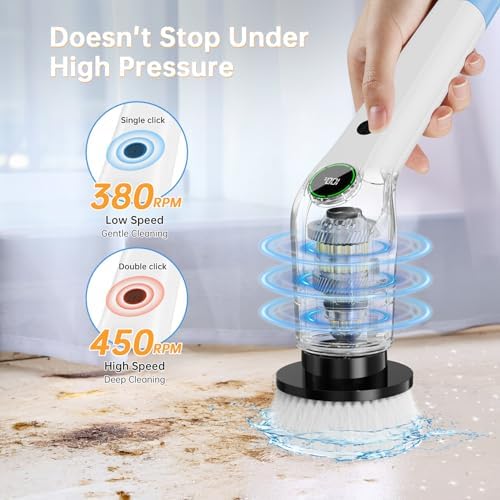 PUFTEM Electric Spin Scrubber, Cordless Shower Scrubber, Adjustable Handle - Image 4