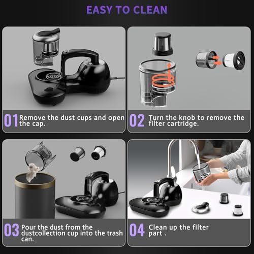 Hersven Mattress Vacuum Cleaner, Handheld UV Bed Vacuum Cleaner 16KPa & 12800 Vibrations Per/Min Upgraded Effectively Clean Up Bed, Pillows, Cloth Sofas, Carpets and Ther Fabric Surfaces - Image 6