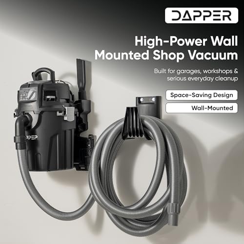 Dapper Supply 6 Gallon Wall Mount Wet/Dry Vacuum, 5.5 Peak HP, 30 Ft Hose, Vacuum & Blower, Includes Attachments for Garage, Car, Workshop & Jobsite - Image 2
