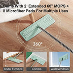 JOYMOOP Flat Mop System, Microfiber Mop and Bucket Set, Green, Household & Commercial Floor Cleaning Mop, Includes 2 Mops and 8 Large Microfiber Pads - Image 5