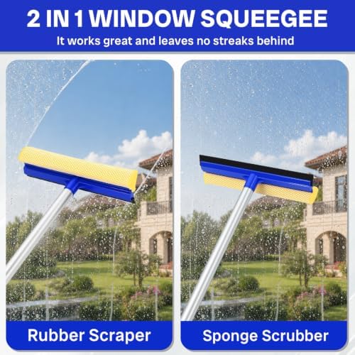 Wontolf 62'' Window Squeegee with Extension Poles, 2-in-1 Window Cleaning Kit, Windshield Cleaner Tool, Window Washing Squeegee for Home, Outdoor Windows, Glass, Shower - Image 4