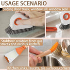 Groove Cleaning Brushes 2 in 1 Window Track Cleaner Cleaning Tools, Multifunction Hard Bristle Grout Crevice Cleaning Brush with Scraper for Kitchen Stove Sink, Sliding Door Track, Window Sill, 2PCS - Image 6