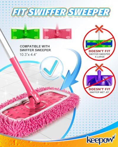 KEEPOW Reusable Microfiber Mop Pads Compatible with Swiffer Sweeper - Image 2