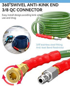 200FT Pressure Washer Hose 3/8'' Non Marking No Kink Commercial Hose - Image 5