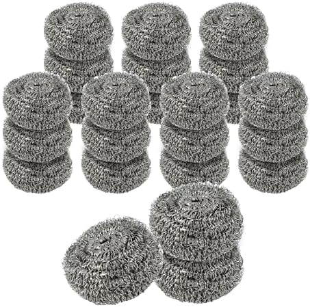 Superio Stainless Steel Scourers Steel Wool Scrubber Pad Used for Dishes, Pots, Pans, Grill, Stoves, and Ovens, Easy scouring for Tough Kitchen Cleaning Pack of 24 by Superio