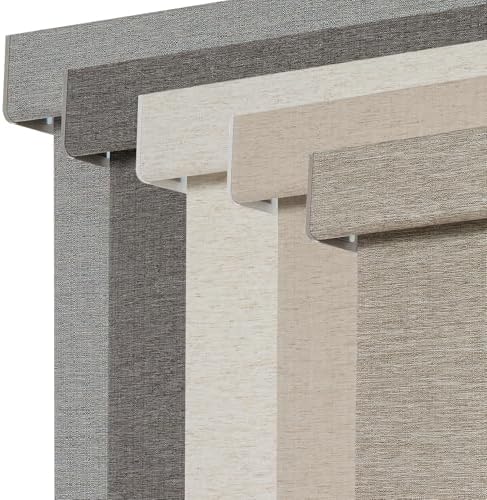 Persilux Blackout Roller Shades for Window Blinds,Cordless,Linen Fabric,Thermal Insulated Fabric UV Protection Shades for Home,Office,Bedroom,Door,Blackout-Light Brown,31" W X 72" H by PersiluxHome