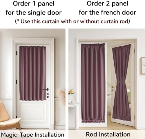Vatge Narrow Window Curtains Privacy Door Curtain for Doorways Thermal Insulated Rod Pocket Door Window Curtain, 1 Panel, W25 x L72, Nostalgia Rose - Image 4