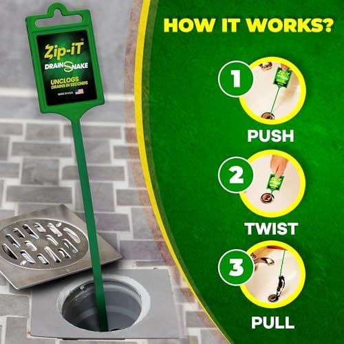 Zip-it Hair Clog Remover, 25-inch Drain Unclogger Tool for Shower, Tub & Sink In Seconds - Reusable Snake D Hair Removal Tool, Flexible Snake Non-toxic - Green (10-Pack) - Image 6