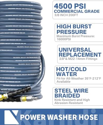 Pressure Washer Hose 200FT 3/8" Steel Wire Braided Swivel Quick Connector - Image 2