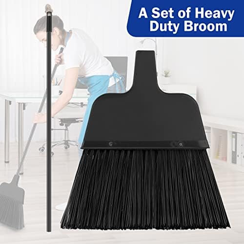 8 Pcs Outdoor Broom for Floor Cleaning 54 Inch Commercial Heavy Duty Broom Long Handle Kitchen Household Angle Brooms for Sweeper Sweeping Indoor Dust Hair Cleaner Corn Shop(Black) - Image 4
