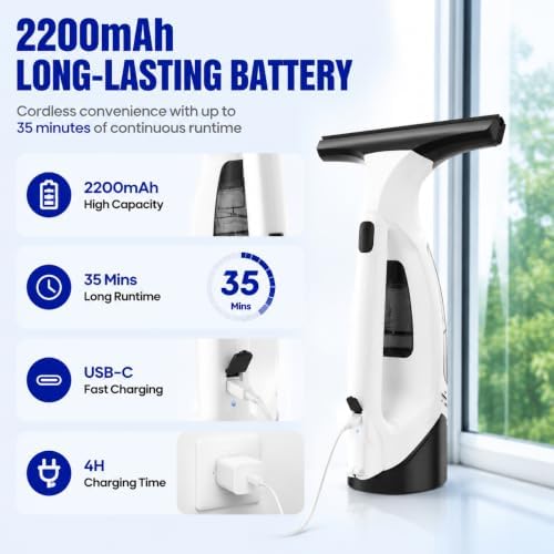 Window Vacuum Squeegee Cordless,Electric Window Cleaner Tool for Glass - Image 4