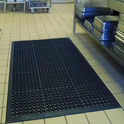 Rubber Floor Door Mats Outdoor Entrance Commercial Restaurant Kitchen Anti Fatigue Rubber Drainage Mat New Non Slip Bar Floor Mat for Garage Use Black 36inch x 60inch from SallyMall by Wizgree