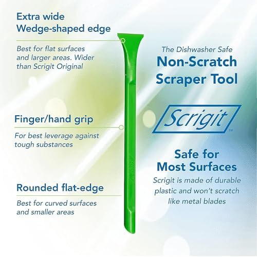 Scrigit Scraper Wide Blade No-Scratch Plastic Scraper Tool, 6 Pack - The Handy Multi-Use Scraping Tool for Removing Food, Labels, Stickers, Paint, Grease -Easy to Hold, Reaches Tight Spaces & Crevices - Image 3
