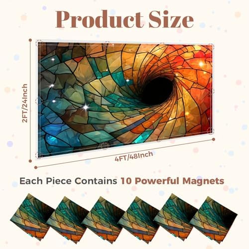 6 Pcs Fluorescent Light Covers for Ceiling Lights Colorful stained glass spiral computer generated abstract 3D rendering Magnetic Decorative Shade Filters 4x2 ft for Classroom Office Hospital Decor - Image 2