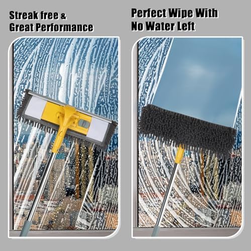 Dymoll 96" Long Handle Window Wall Cleaner Tool with Extension Pole,2 in 1 Large Window Squeegee with Cleaning Mop Tools Kit for Window/Wall/Baseboard/Floors Clean/Solar Panel Washer - Image 4