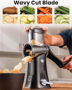 Rotary Cheese Grater Manual Hand Crank 5 Blade Shredder, Black & Chrome - Image 6