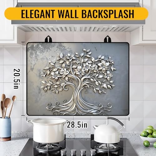 Stove Top Cover for Electric Stove,Glass Stove Top Cover, Heat Resistant Glass Cooktop Cover, Stovetop Protector, Kitchen Decor, Dish Drying Mats Cover for Ceramic Washer Top 28.5x20.5 inch - Image 2