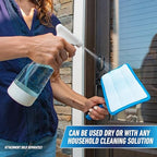 Unger ProClean Connect and Clean Indoor Window Cleaning Kit, Washing Tool with Swivel Head for Tight Corners and Edges, Streak-Free Results on Glass and Mirrors, Reusable Microfiber Pads - Image 3