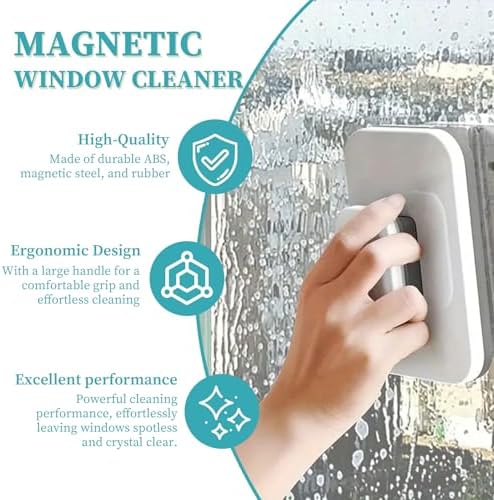 Windshield Wow Magnetic Car Window Cleaner, Strong Magnet Window Cleaner Tool with Anti-Fall Rope, Double Sided Window Cleaner for Thickness 3-10mm, Magnetic Glass Cleaner for High-Rises, Home, Car - Image 4