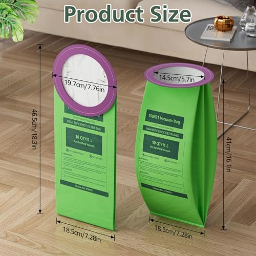 16 Pack 100331 QT Vacuum Bags Compatible with ProTeam 10 Quart Backpack Vacuum Cleaner, for Coachvac, Super Coachvac, Megavac, Upgraded Micro Filter Bag Replacement with Open Circular Collar - Image 6