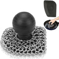 Cast Iron Scrubber with Pan Scraper, 316 Chainmail Scrubber for Cast Iron by VinYanKee