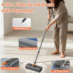 3 in 1 Floor Scrub Brush,Floor Scrubber with Squeegee and Tweezer, Push Broom with Long Handle,Heavy-Duty Stiff 90° Bristle Broom for Patio,Shower, Garage,Deck,Tile, Concrete & Wood Surface - Image 3