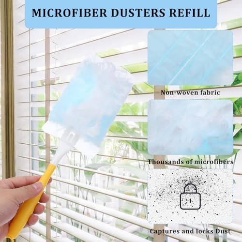60 PCS 180° Duster Refills Compatible with Dusters 180 Handle Dusters, Heavy Duty Multi-Surface Duster Replacement with 1 Extra Handle, Unscented - Image 6