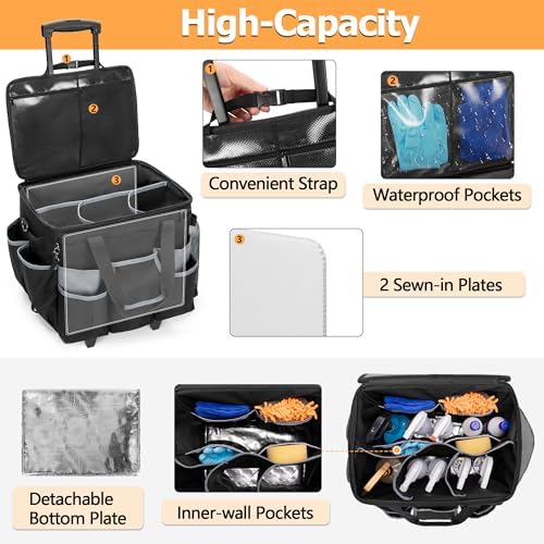 HODRANT Large Rolling Cleaning Caddy with Detachable Trolley & Lid - Image 2