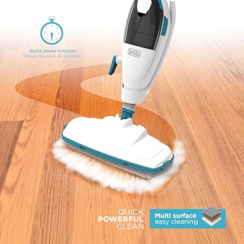BLACK+DECKER 2-in-1 Steam Mop and Handheld Steam Cleaner, 1500W Electric Floor Steamer with 180° Swivel Steering, Fast 30s Heat-Up, Compact Foldable Storage, 13 Accessories for Tile & Hardwood Floors - Image 5