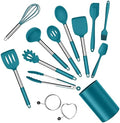 E-far Kitchen Utensils Set, 14-Piece Blue Silicone Cooking Utensils Set by E-far