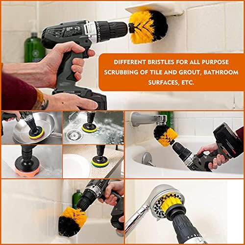 Drill Brush Attachments 20 PCS Scrub Pads & Sponge Power Scrubber Brush with Extend Long Rod All Purpose for Grout, Bathroom Surface, Sinks, Corner, Car Detailing, Carpet, Floor, Laundry Room Cleaning - Image 2