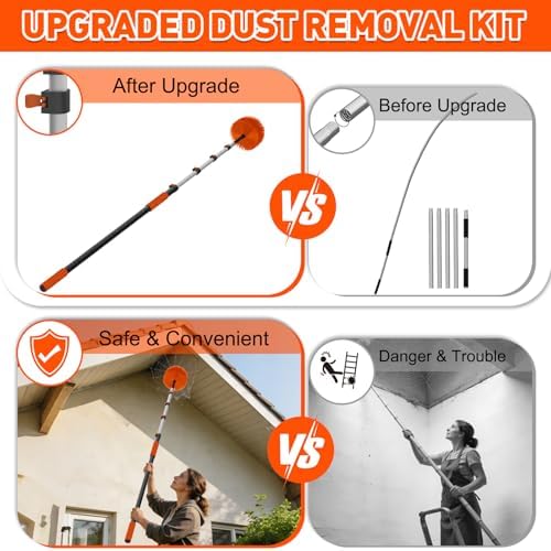 26FT Reach Cobweb Duster with Extension Pole - Spider Web Brush for Cleaning with 5-20FT 4-Section Flip-Lock Telescopic Pole, Effortlessly Cleans High Indoor & Outdoor Webs - Image 2