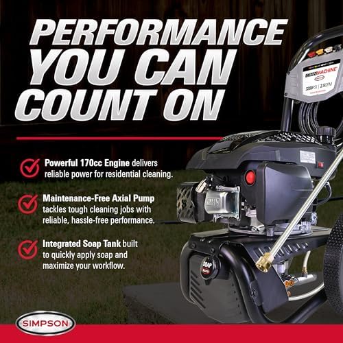 Simpson Clean Machine 3200 PSI Gas Pressure Washer, 2.5 GPM, Turbo Nozzle - Image 3