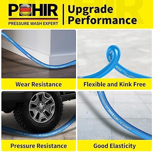 POHIR 25ft Pressure Washer Hose 3/8" 4800 PSI with Quick Connect & Adapters - Image 4