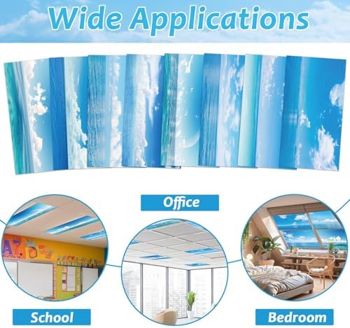 8 Pcs Fluorescent Light Covers with 80 Magnets Decorative for Classroom Ceiling Lights 4 x 2 Feet Magnetic Light Covers Filter Easy Install for Office Hospitals & Home Drop Ceiling Supplies (Sea) - Image 4