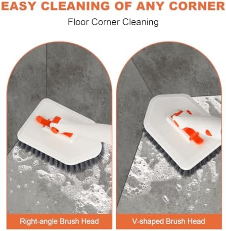 Long Handled Scrub Brush for Shower，3-in-1 Cleaning Brushes with 3 Different Function Cleaning Heads Brush for Shower Cleaning Bathroom Kitchen Walls Tub Tile - Image 5