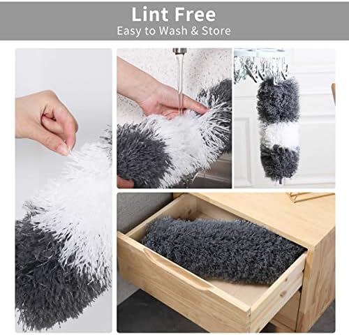 BOOMJOY Microfiber Feather Duster with 100 Inches Extendable Pole, 2 Pack Dusters for Cleaning Ceiling, Fan, Furniture - Image 6