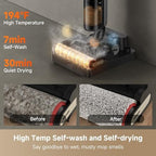 DREAME H12 Pro Gen2 Vacuum Mop, 0 Tangle Wet Dry Vacuum Cleaner, Cordless Vacuum Mop All-in-One for Hard Floors, 180° Lie-Flat Floor Cleaner Machine with 194°F Hot Self-Cleaning, 50Mins Runtime - Image 4