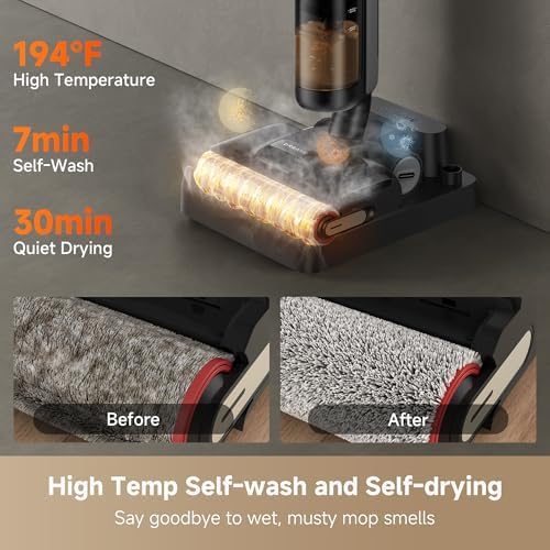 DREAME H12 Pro Gen2 Vacuum Mop, 0 Tangle Wet Dry Vacuum Cleaner, Cordless Vacuum Mop All-in-One for Hard Floors, 180° Lie-Flat Floor Cleaner Machine with 194°F Hot Self-Cleaning, 50Mins Runtime - Image 4