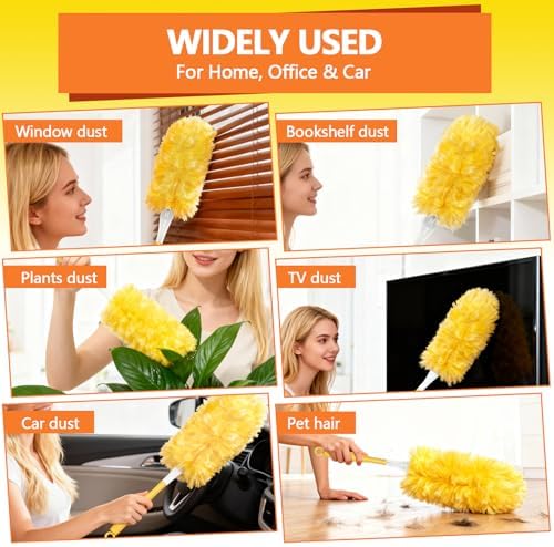 Heavy Duty Duster Refills for Swiffer Duster (60 Count) | 360° Unscented Disposable Multisurface Dusters with 1 Handle- for Home, Blinds, Fans & Corners, Yellow - Image 6