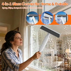 4 in 1 Window Squeegee with Water Tank,Window Cleaner Tool with Remote Control Water Spray,16'' to 72'' Adjustable Extension Pole,Wastewater Tray,Sponge Window Squeegee for Shower Glass Car Window - Image 2