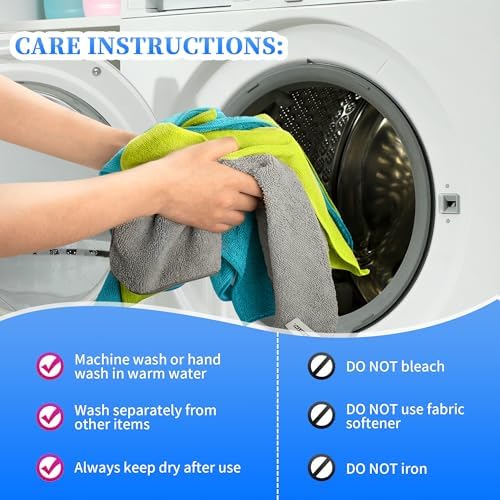 FIXSMITH Shop Towels-400 Pack, Multi-Functional Shop Rags, 12 x 16 in Microfiber Cleaning Cloth, Highly Absorbent Cleaning Rags, Cleaning Towels for Car Kitchen Home Office - Image 7