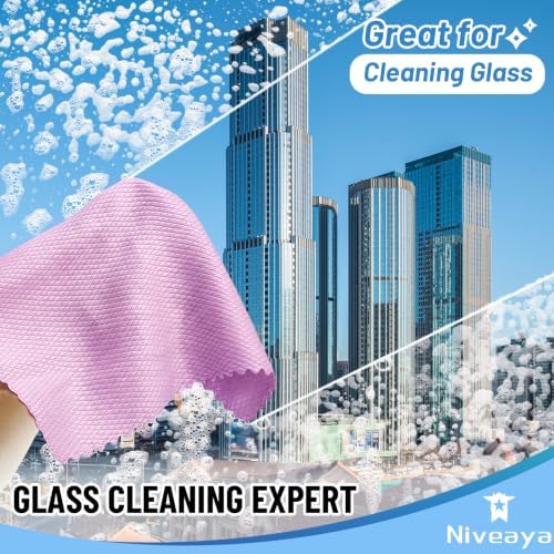 Niveaya 24 Pack Reusable Fish Scale Cloth, Microfiber Glass Cleaning Cloth - Image 3