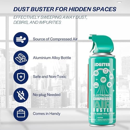 Compressed Canned Air Duster for Computer - iDuster Disposable Electronic Keyboard Cleaner for Cleaning Duster, 2PCS(3.5oz) - Image 4