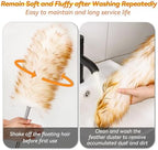 Lambswool Duster with Extendable Handle up to 88.58 in, Natural Feather Dusters Long Pole Stainless Steel, Fluffy Feather Duster for Cleaning High Floor Ceiling Fans, Window Blinds Shelves, Furniture - Image 6
