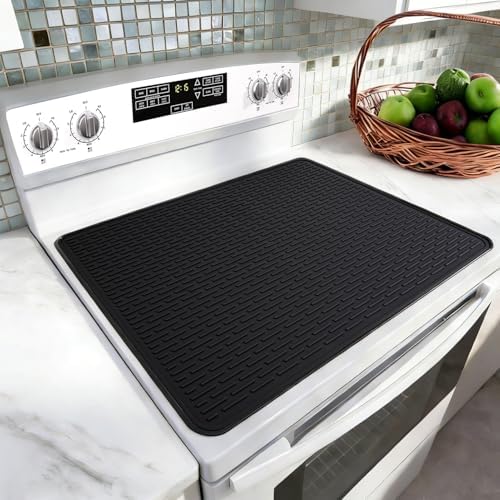 LONGKING Stove top Cover for Electric Stove - Silicone Stove Mat for Glass Top Stove, Range Covers for Electric Stove, Black, 28"x20" (Standard) by LONGKING